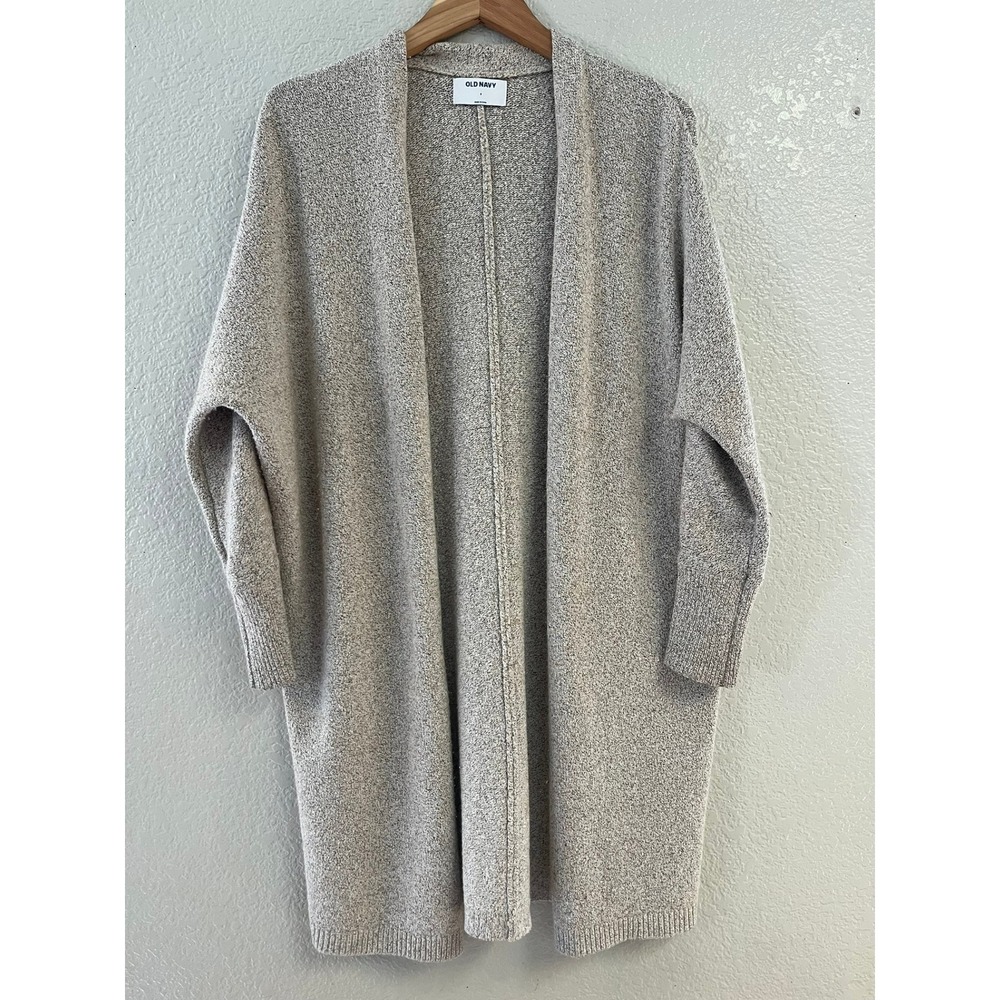 Old Navy Womens Small Oatmeal Heather Marl Open Front Longline Cardigan Sweater